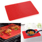 Red silicone food pad with raised diamond pattern, rectangular
