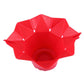 Red foldable silicone popcorn maker in open hexagon shape with a bowl center