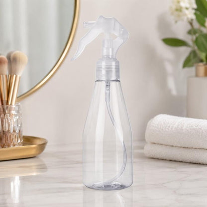 Transparent plastic trigger spray bottle with adjustable nozzle, 200ml