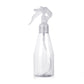 Transparent plastic trigger spray bottle with white sprayer head