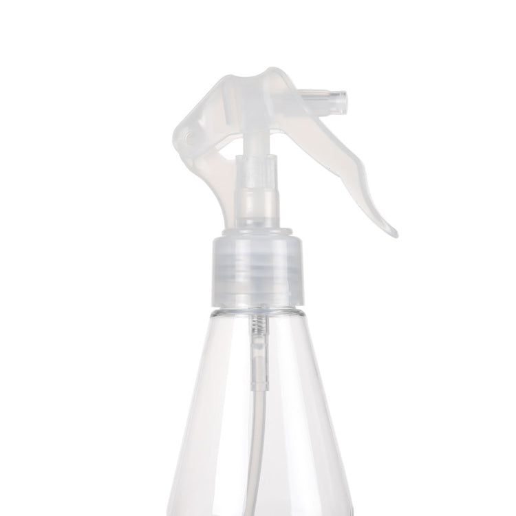 Clear plastic trigger spray bottle with curved spray handle