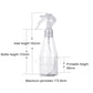 Transparent plastic trigger spray bottle with height measurement diagram