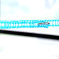 Blue braided clothesline rope segment with small metal clasp