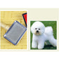 Pet grooming brush with textured metal bristle pad and wood handle