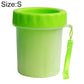 Green pet footbath cleaning cup with lid and rope strap, size S