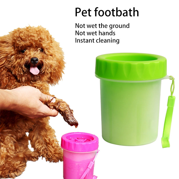 Green pet footbath cleaning cup with lid and strap, size S