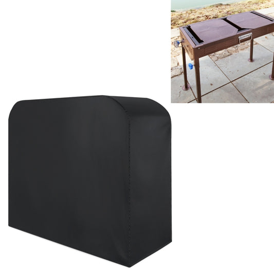 Black BBQ grill protective cover with rounded top and stitched seams