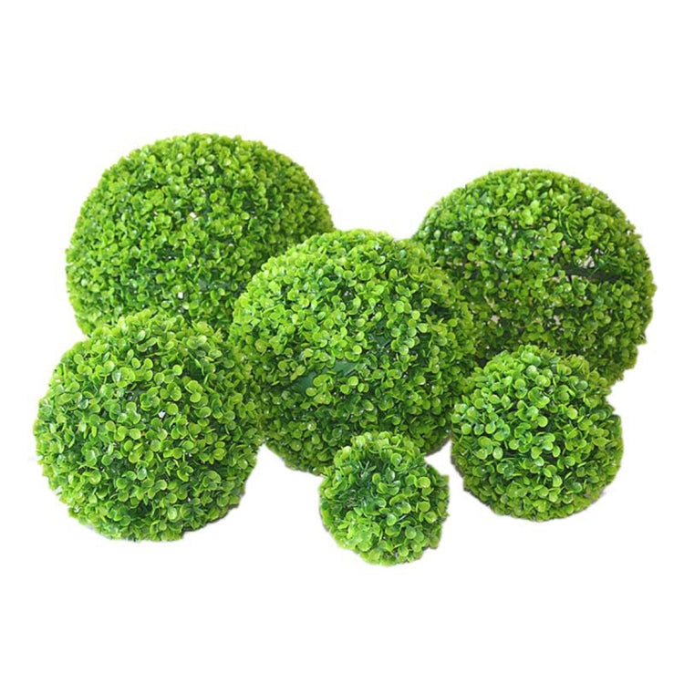 Artificial green plant topiary cluster, multi-ball shape with curved hanging strands