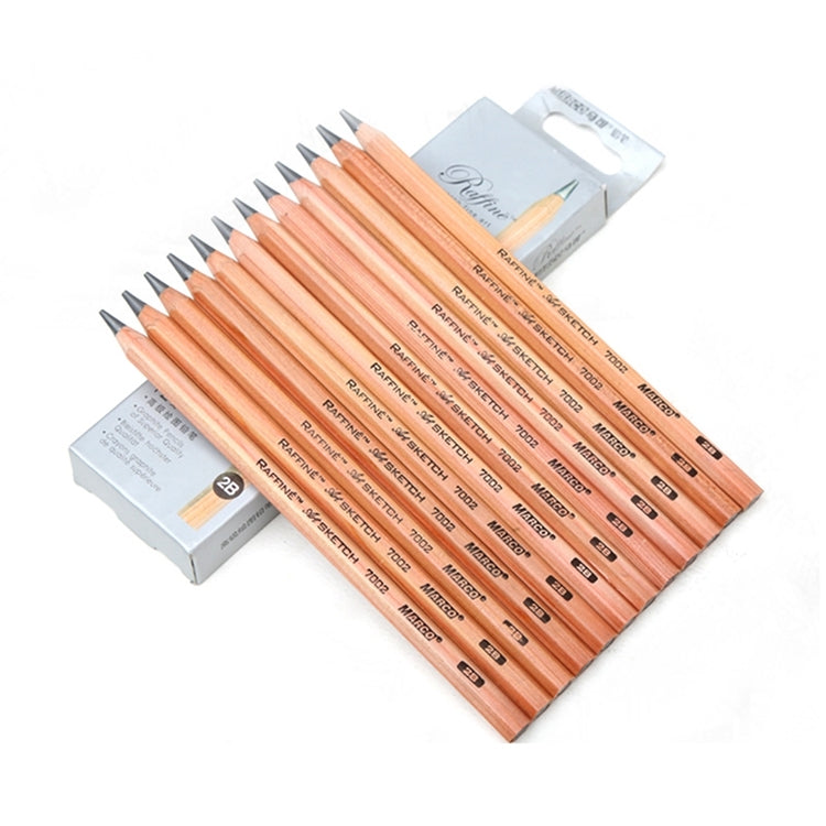 Pack of 12 2B wooden sketch pencils laid out with box packaging