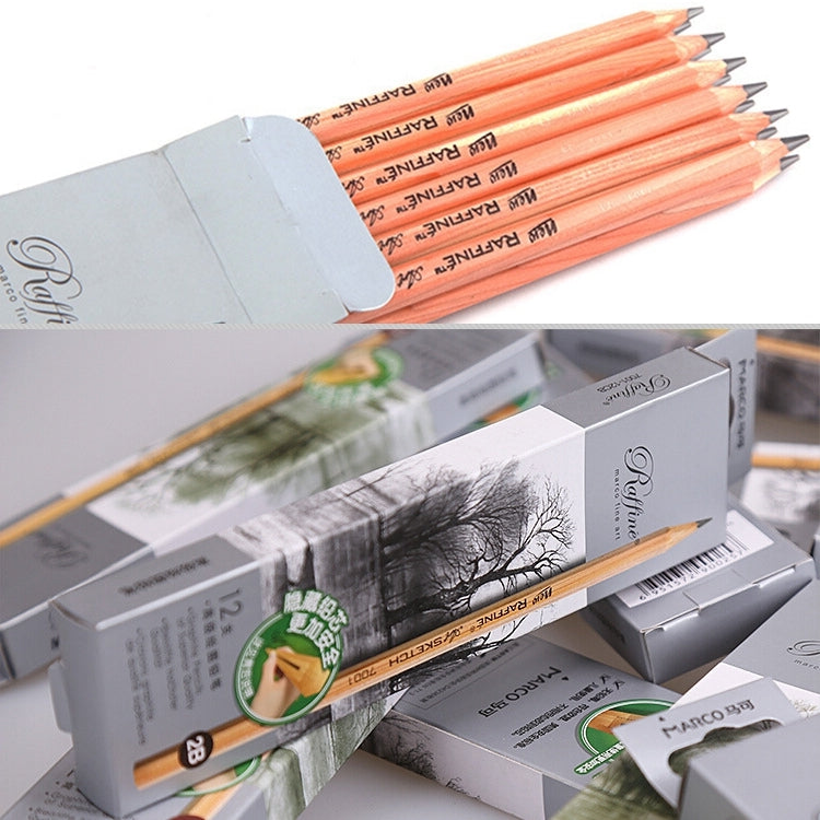 Wooden 2B graphite pencils in a retail box with sharpened tips