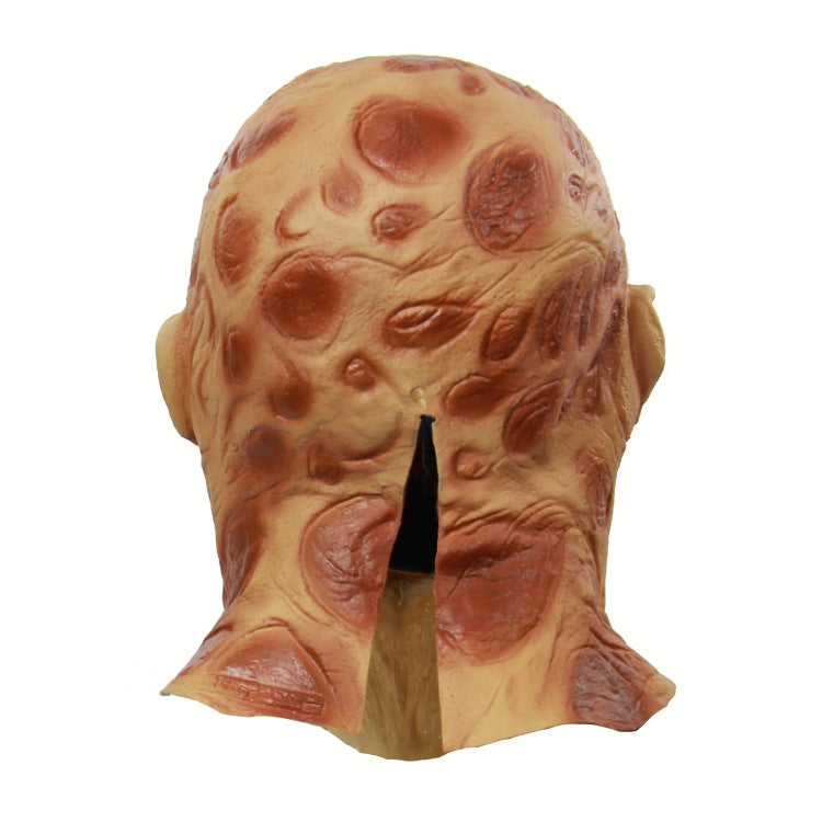 Skeleton burn latex face mask with back opening and head-covering cutouts
