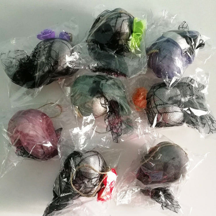 Assorted packaged hanging skull ornaments with black and colored tulle veils
