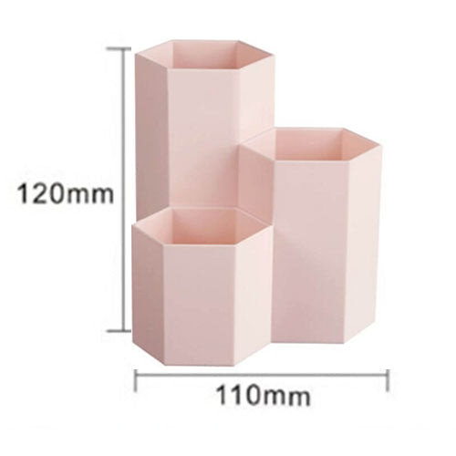 Pink hexagon pen holder with size 110mm by 120mm