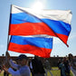 Waving Russian tricolor polyester flag, white blue red stripes
