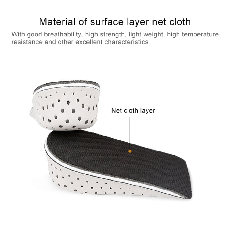 Two-layer heightening insole: black top and white perforated support shell