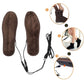 Heated insoles with long USB cords and plug for warming feet