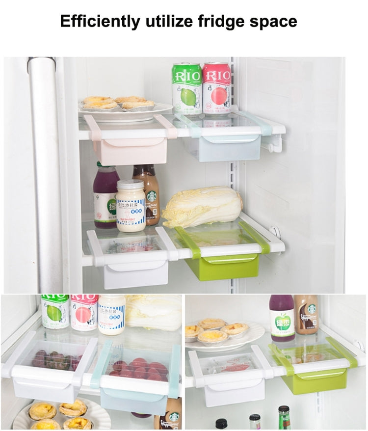White drawer-style fridge storage rack with handle bars inside a refrigerator compartment