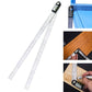 Digital angle finder ruler with LCD screen measuring an edge on wood