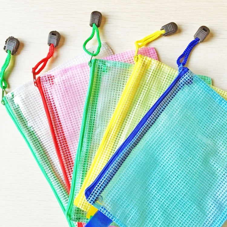 Assorted color zipper mesh stationery pouches with dark zipper pulls