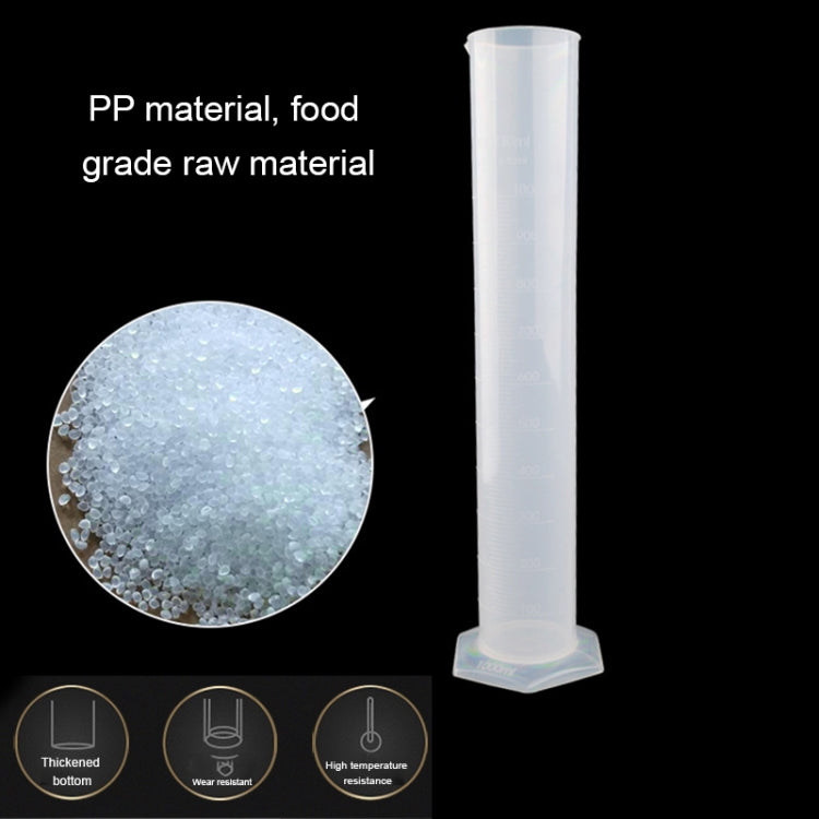 1000 mL PP plastic measuring cylinder with graduated scale and stable wide base