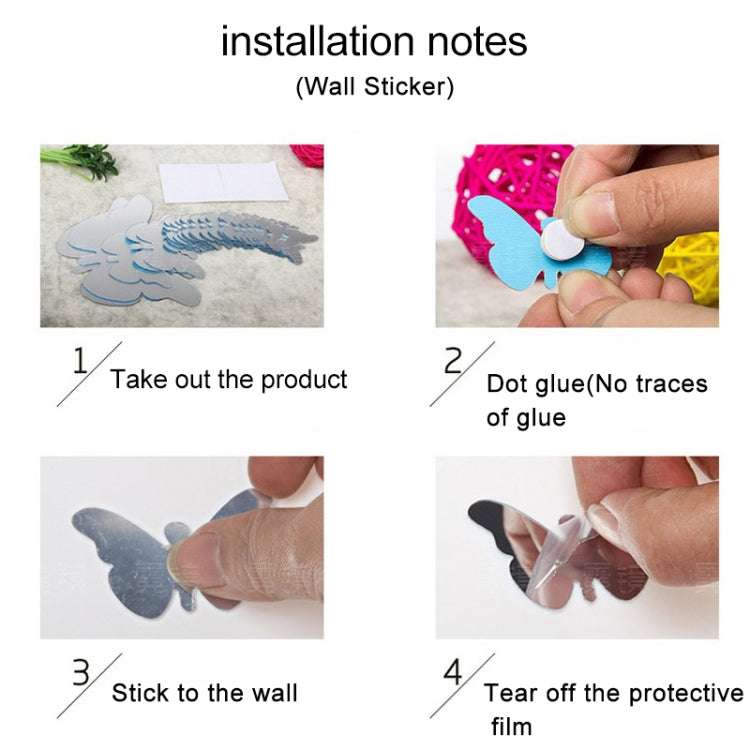 Vase-style mirror wall sticker pieces and hand applying a small mirror element