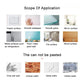 Icons showing wall-sticker installation on mirror, glass, and smooth surfaces