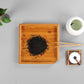 Bamboo portable tea tray with engraved circular mark and chopsticks