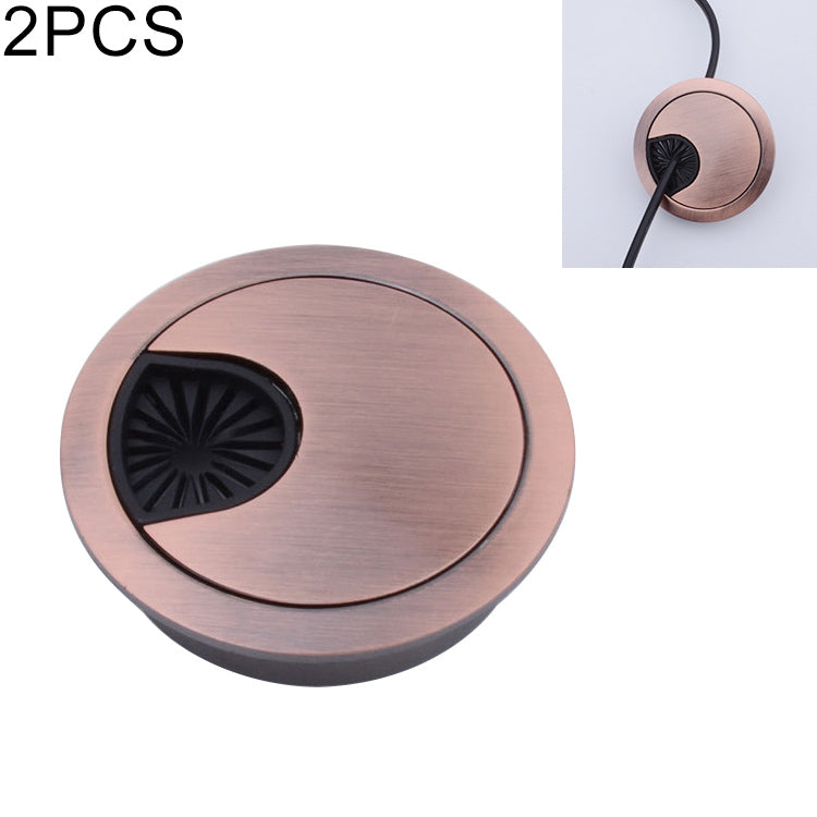 Round desk hole cover, brushed gold finish with black vent insert (2-pack)