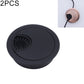 Round desk hole cover, matte black finish with black vent insert (2-pack)
