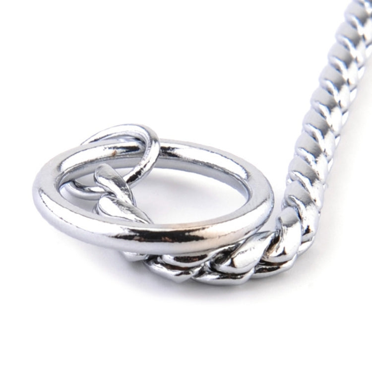 Silver ring clasp detail on snake chain pet collar