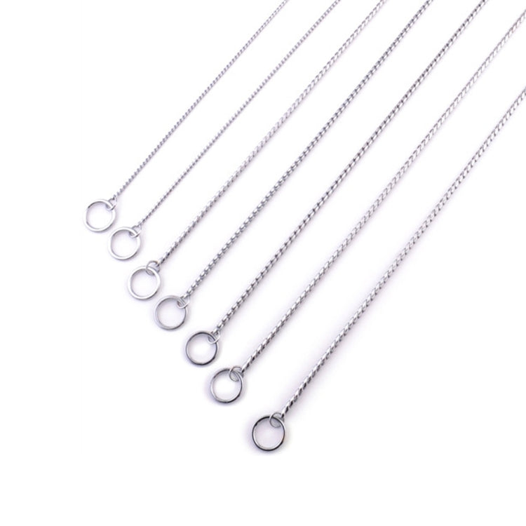 Silver snake chain pet collars with round rings, multiple pieces