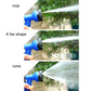 Multifunction garden water spray gun showing mist, fan, and cone spray patterns
