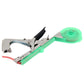 Green adhesive plant tape bundling tool with trigger handle and transparent tape roll