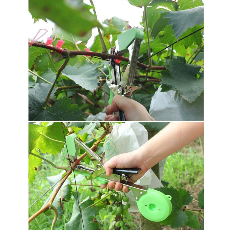 Green plant tape tying machine with handle and tape dispenser tool