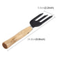 Mini garden fork with black metal tines and light wood handle, about 9.8 in long