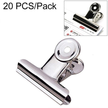 Metal round binder clip, chrome-silver finish, 31mm, 20-pack