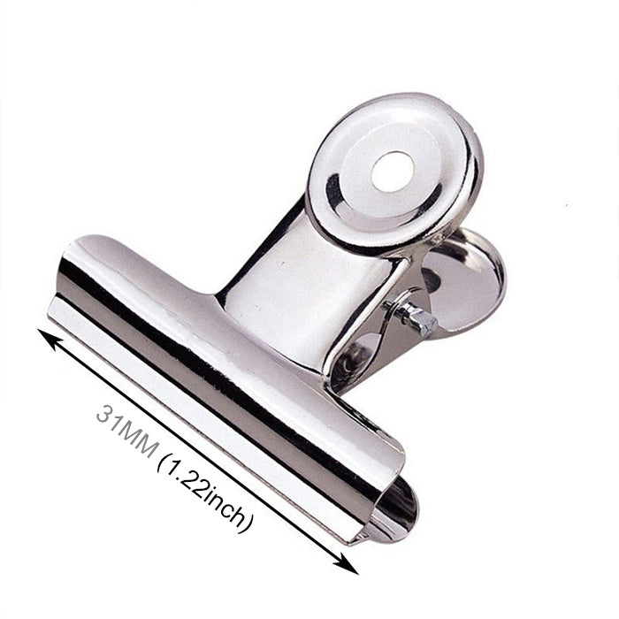31mm metal round binder clip, chrome-silver bar jaws