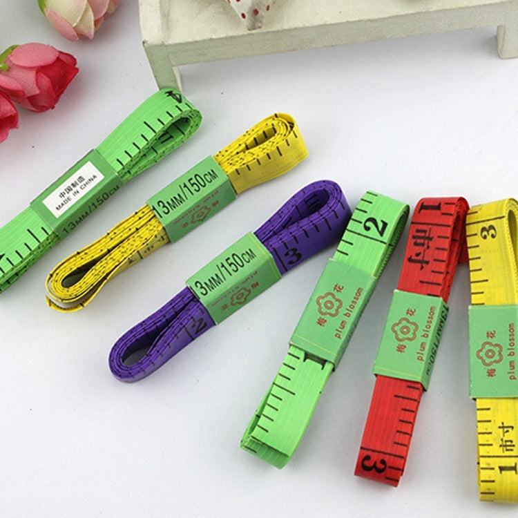 Soft tape measure set with colorful 1.5m flexible tapes, stacked and coiled