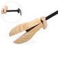 Wooden shoe stretcher with black threaded rod and side support block