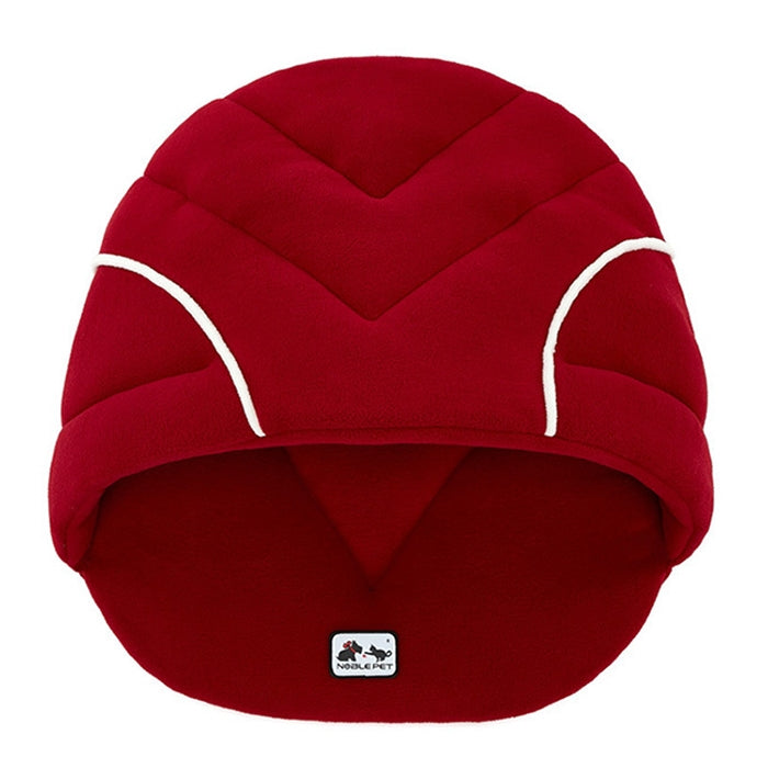 Slipper-shaped fleece pet house bed, size L, wine red, rounded dome top