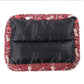 Rectangular pet kennel mat with red and Union Jack outer fabric and black base