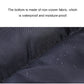 Waterproof non-woven fabric area on the underside, with water droplets on black material