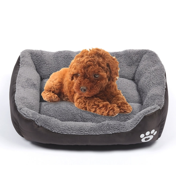 XXL dog kennel mat with grey plush top and dark grey base, paw logo