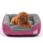 XXL dog kennel mat with grey plush top and magenta base, white paw logo