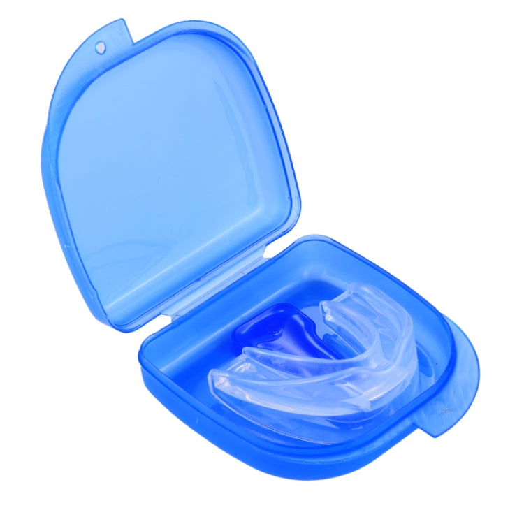 Blue EVA storage case with clear insert mouthpiece for stop-snoring set