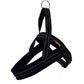 Black reflective dog chest harness with front D-ring and crisscross traction straps