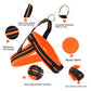 Orange reflective dog chest harness with stainless steel D-ring and adjustable design