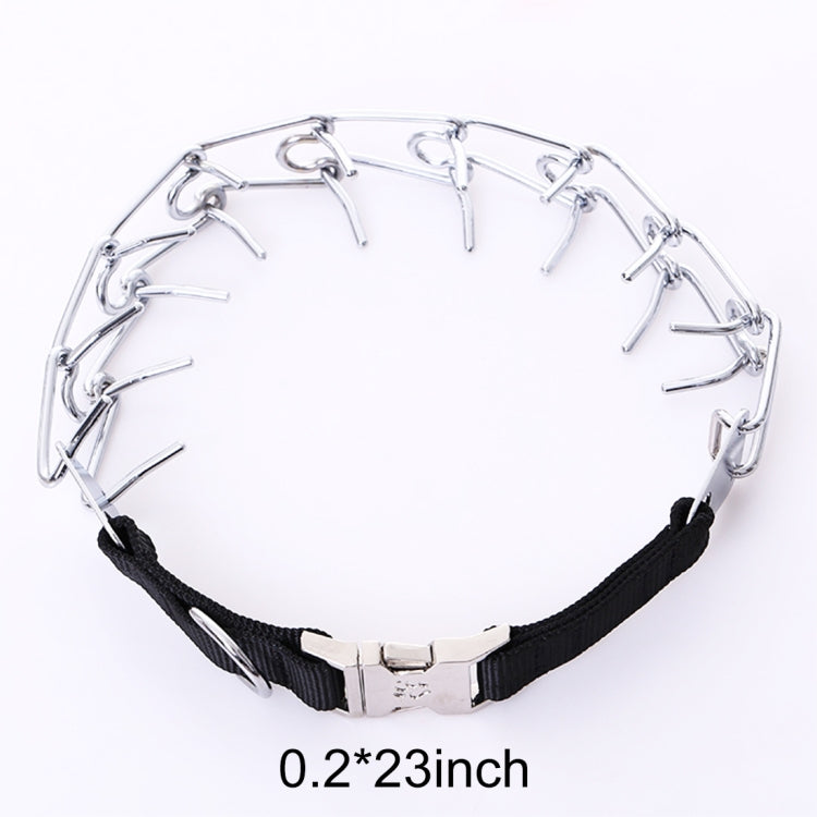 Adjustable metal chain dog collar, 0.2 x 23 in, black fabric strap