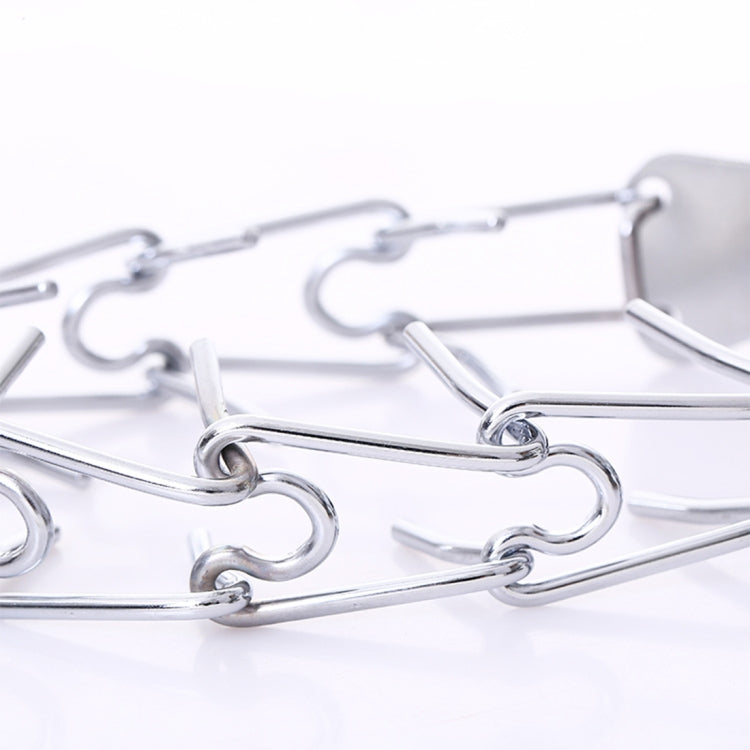 Metal chain dog collar links with round prong connectors