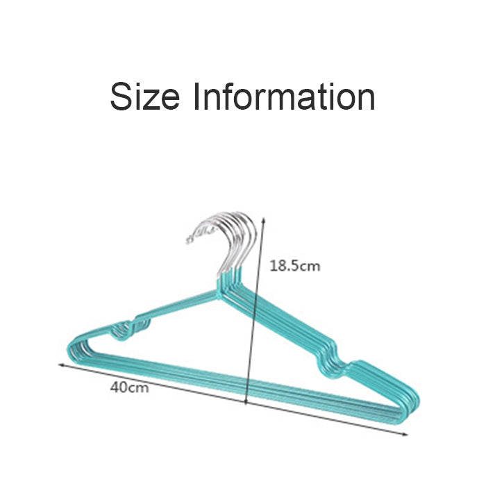 Set of 10 mint green PVC-coated clothes hangers with curved anti-slip arms